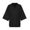 Women’s Three Quarter Sleeve Blouse – V-Neck, Relaxed Fit in Black