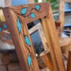 Wooden Haftseen Set Dishes with Mirror suitable for Nowruz Blue Leaf