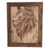 Wooden Marquetry Wall Art - Wood Inlay Panel with Lion Design