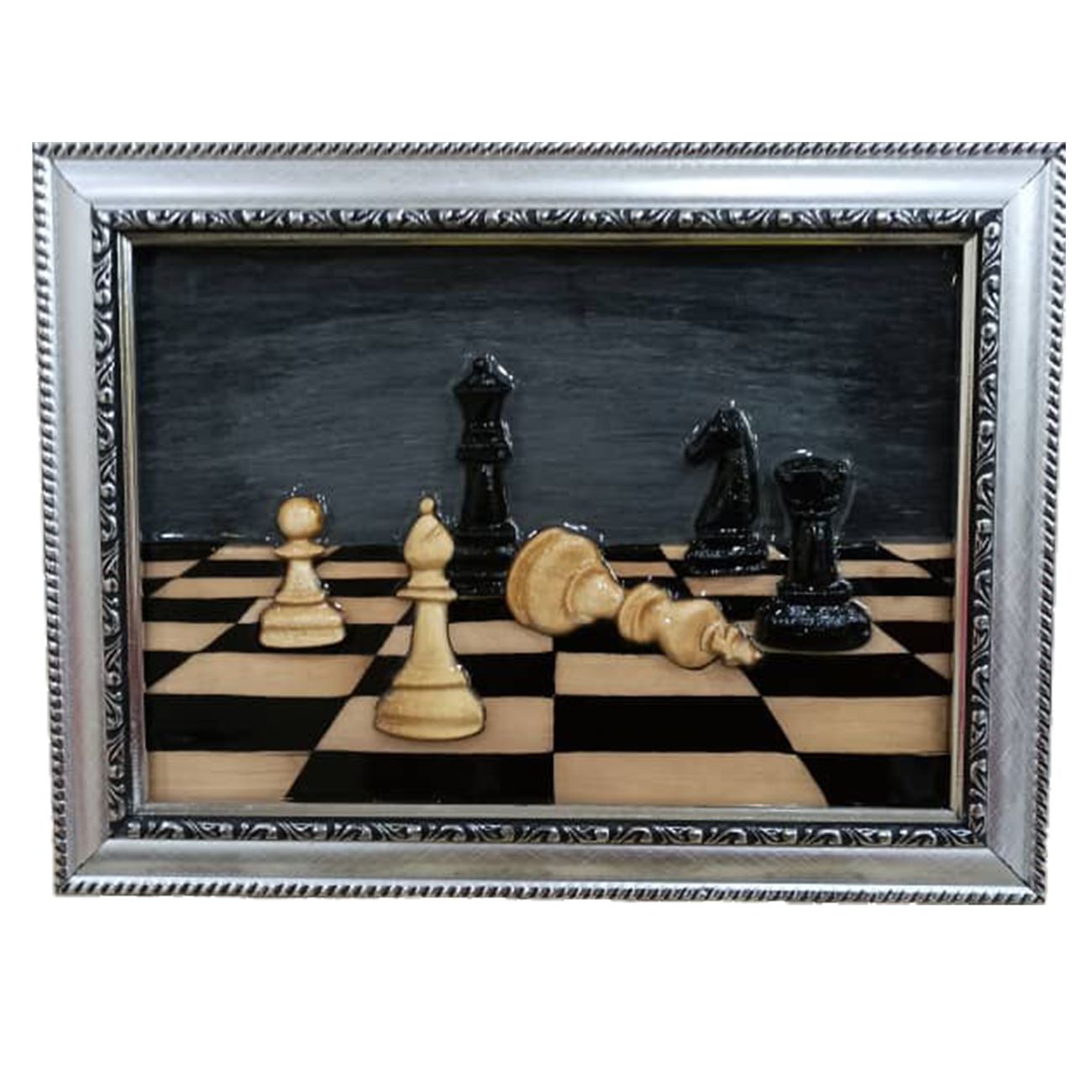 Wooden Wall Art - Marquetry Technique with Chess Board Design