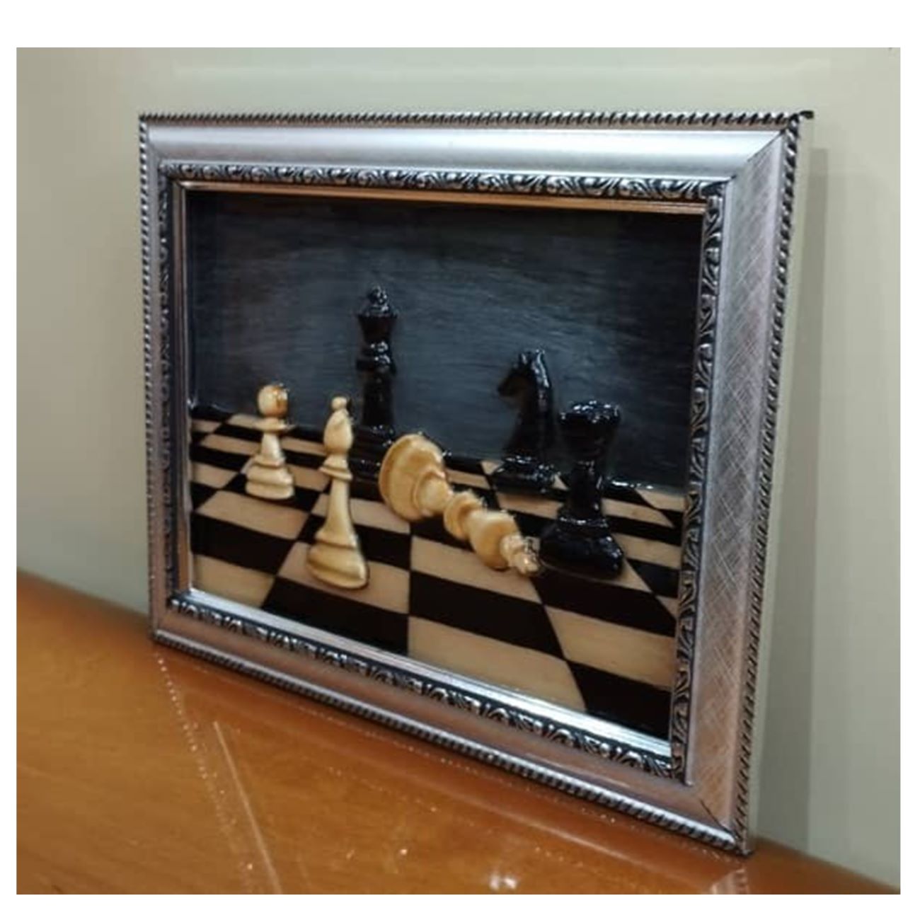 Wooden Wall Art – Marquetry Technique with Chess Board Design