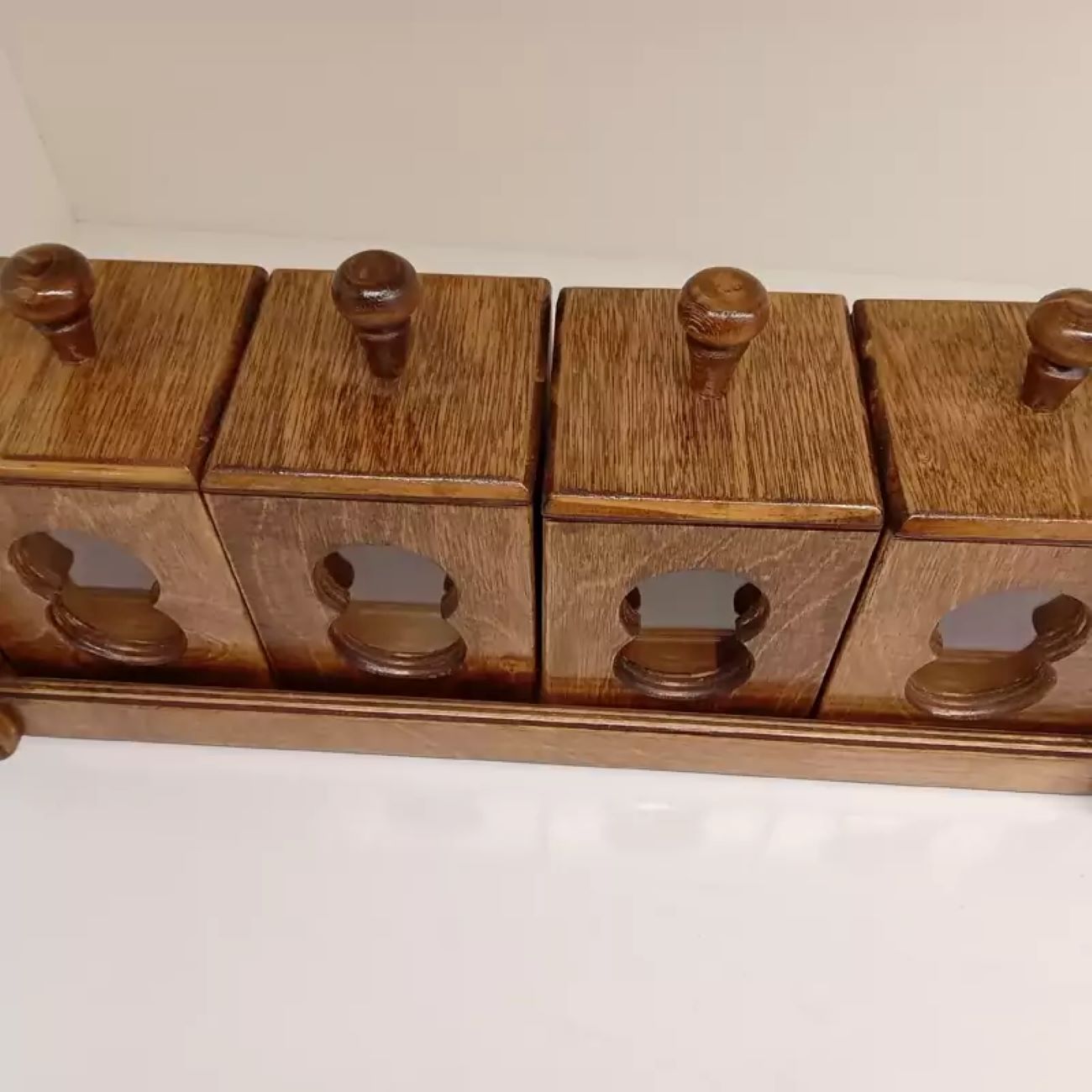Wooden Spice Rack Transparent Style with 4 Boxe’s Organized Storage