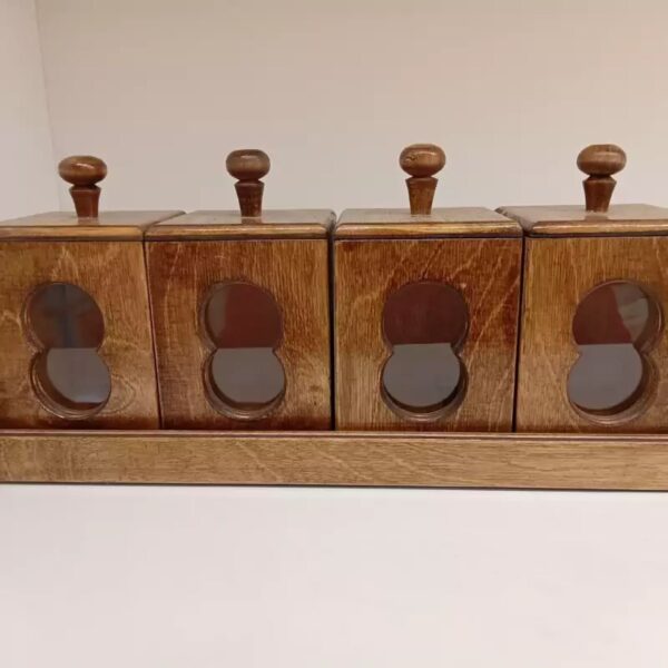 Wooden Spice Rack Transparent Style with 4 Boxe’s Organized Storage