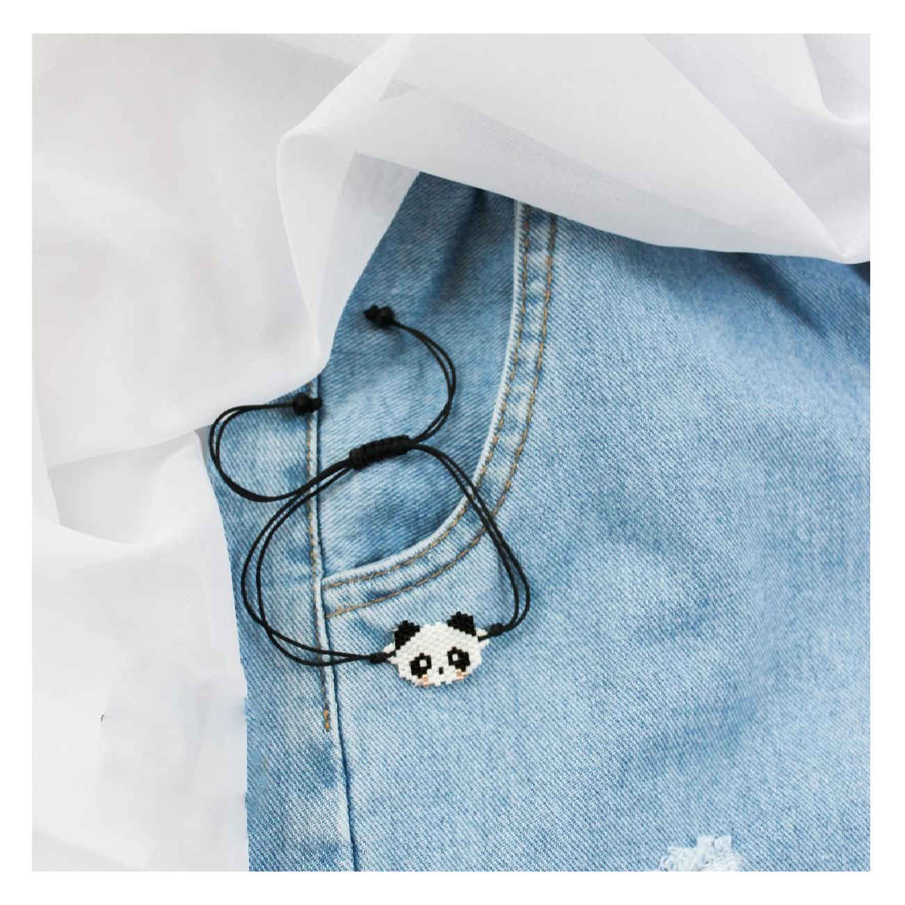 Woven Beaded Bracelet – with Panda Design