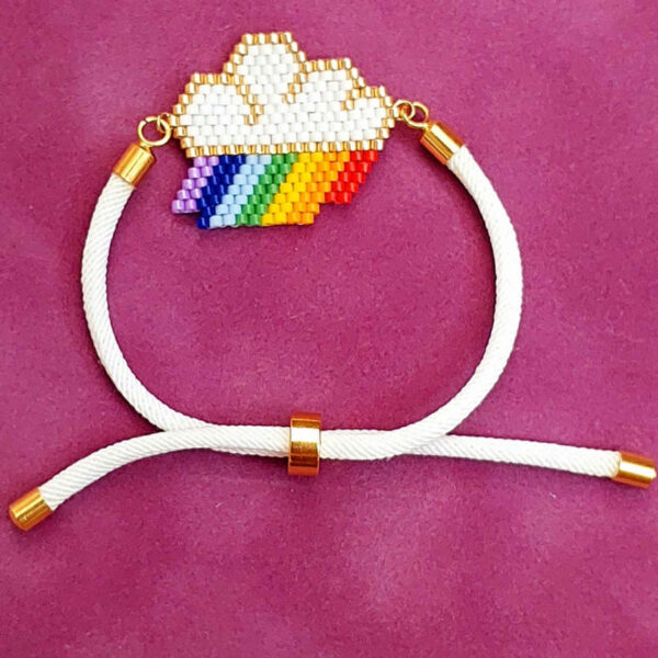 Woven Beaded Bracelet – with Rainbow Design
