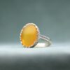 Yellow Agate Sharaf al-Shams Ring in Pure Silver – Petal Pattern Ring Band