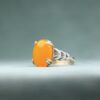 Yellow Agate Sharaf al-Shams Ring in Pure Silver –Wheat Pattern Ring Band