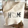 Tote Bag Reusable Natural Beige Canvas Shopping Bag - with Home Design