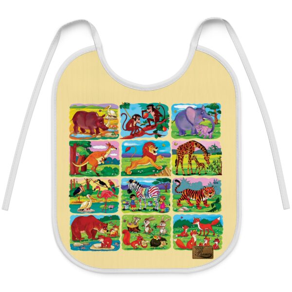 Baby Bib Animal Kingdom Illustrated with Tie Strap