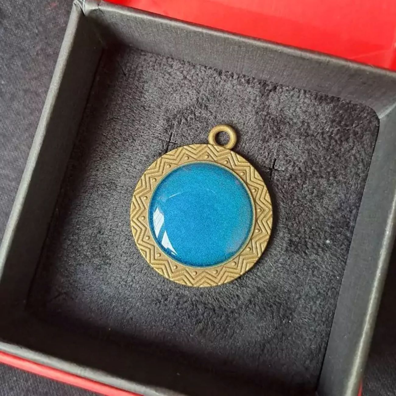 Artisan Bronze Necklace Featuring a Resin Stone