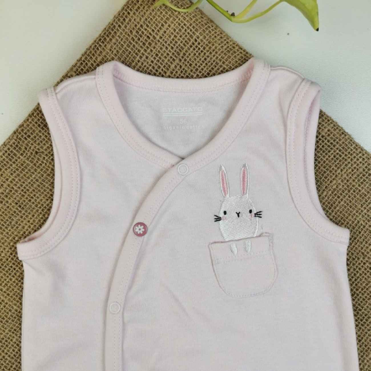 Baby Girl Sleeveless Jumpsuit with Rabbit Pocket