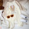 Baby Long Sleeve Jumpsuit Bear Hugs & Happiness Soft Cream Romper