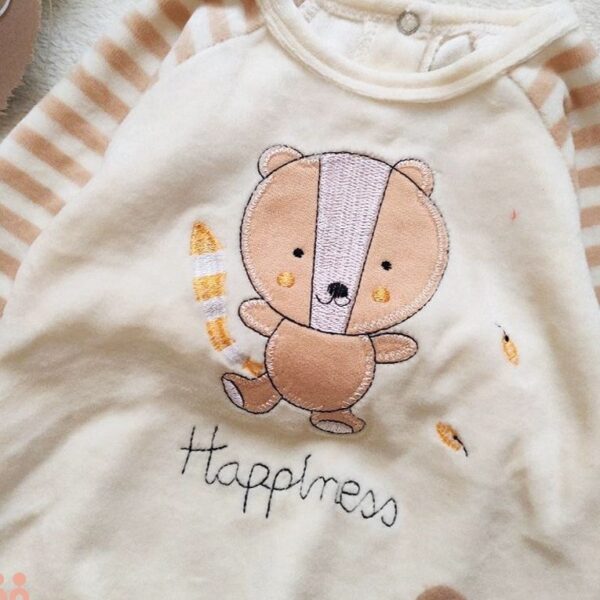 Baby Long Sleeve Jumpsuit Bear Hugs & Happiness Soft Cream Romper