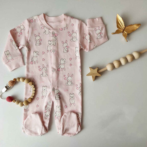 Baby Long Sleeve Jumpsuit Bunny Pattern