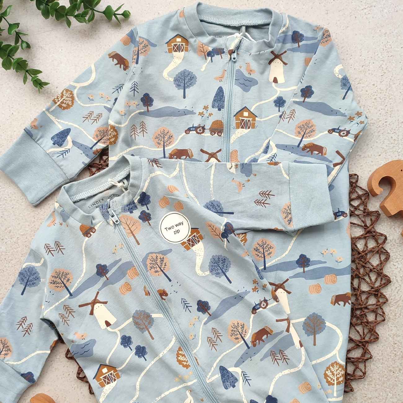 Baby Long Sleeve Jumpsuit Nature Pattern
