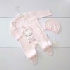 Baby Long Sleeve Jumpsuit Set Hat Cute Teddy Pattern