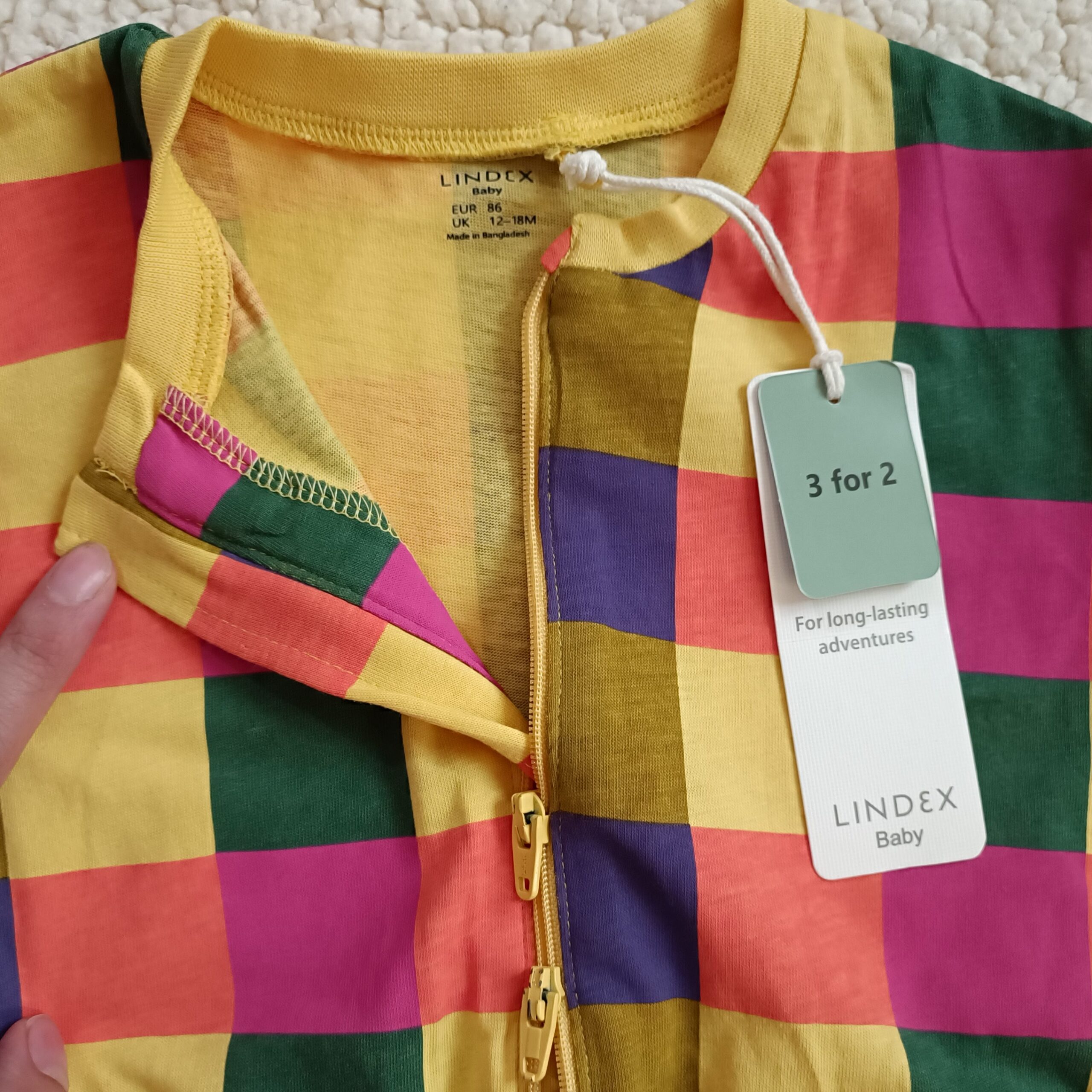 Baby Long Sleeve Jumpsuit Vibrant Squares Soft Cotton