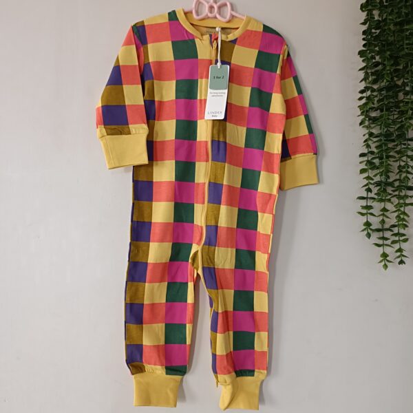 Baby Long Sleeve Jumpsuit Vibrant Squares Soft Cotton