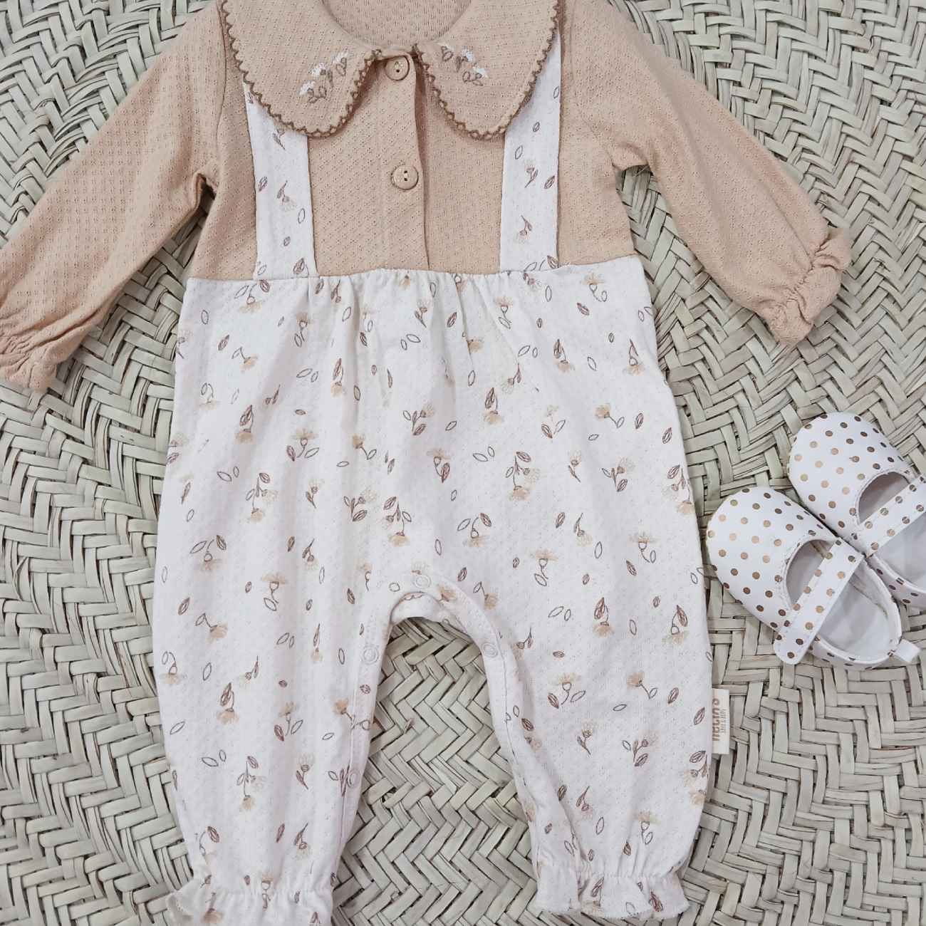 Baby Long Sleeve Jumpsuit with Floral Pattern