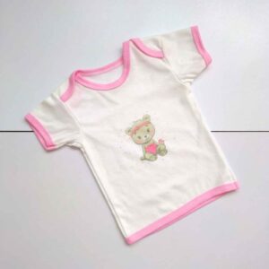 Short Sleeves Baby T-Shirt with Teddy Bear Print