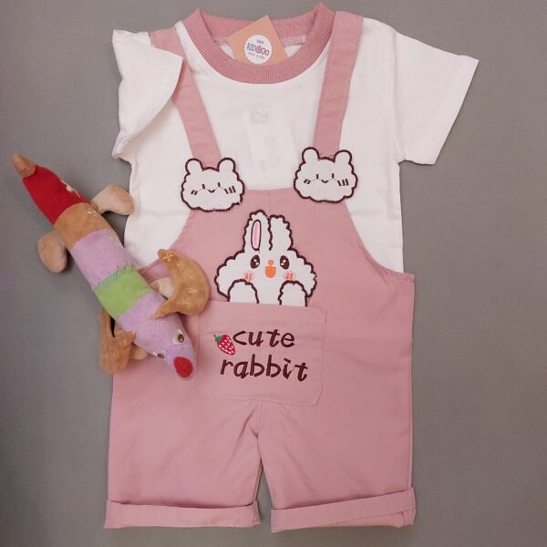 Baby T-shirt and Jumpsuit Set with Cute Rabbit Pattern
