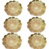 Brass Coaster Persian Engraving Floral Pattern 6 Pieces