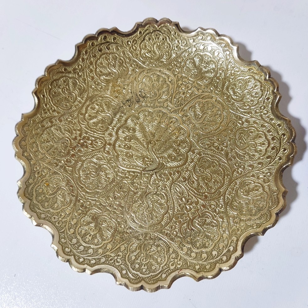 Brass Coaster Persian Engraving Floral Pattern 6 Pieces