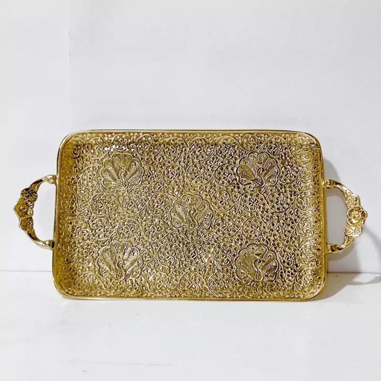 Brass Tray with Detailed Engraving Suitable for Everyday Use