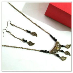 Bronze Jewelry Set – Bohemian Bronze Leaf and Bead Set