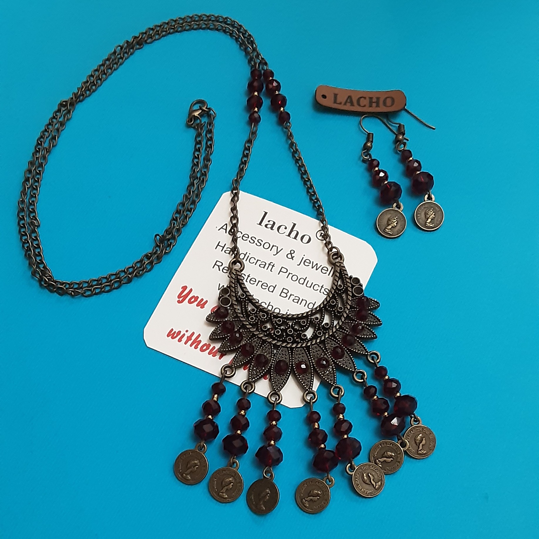 Bronze Jewelry Set Bohemian Coin and Tassel