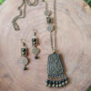 Bronze Jewelry Set Handmade Geometric Bronze Dangle Set