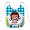 Baby Bib Cartoon Tiger Pilot with Gingham and Stripe Pattern