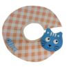 Baby Bib Charming Checkered with Cute Cat Applique and Fish Detail