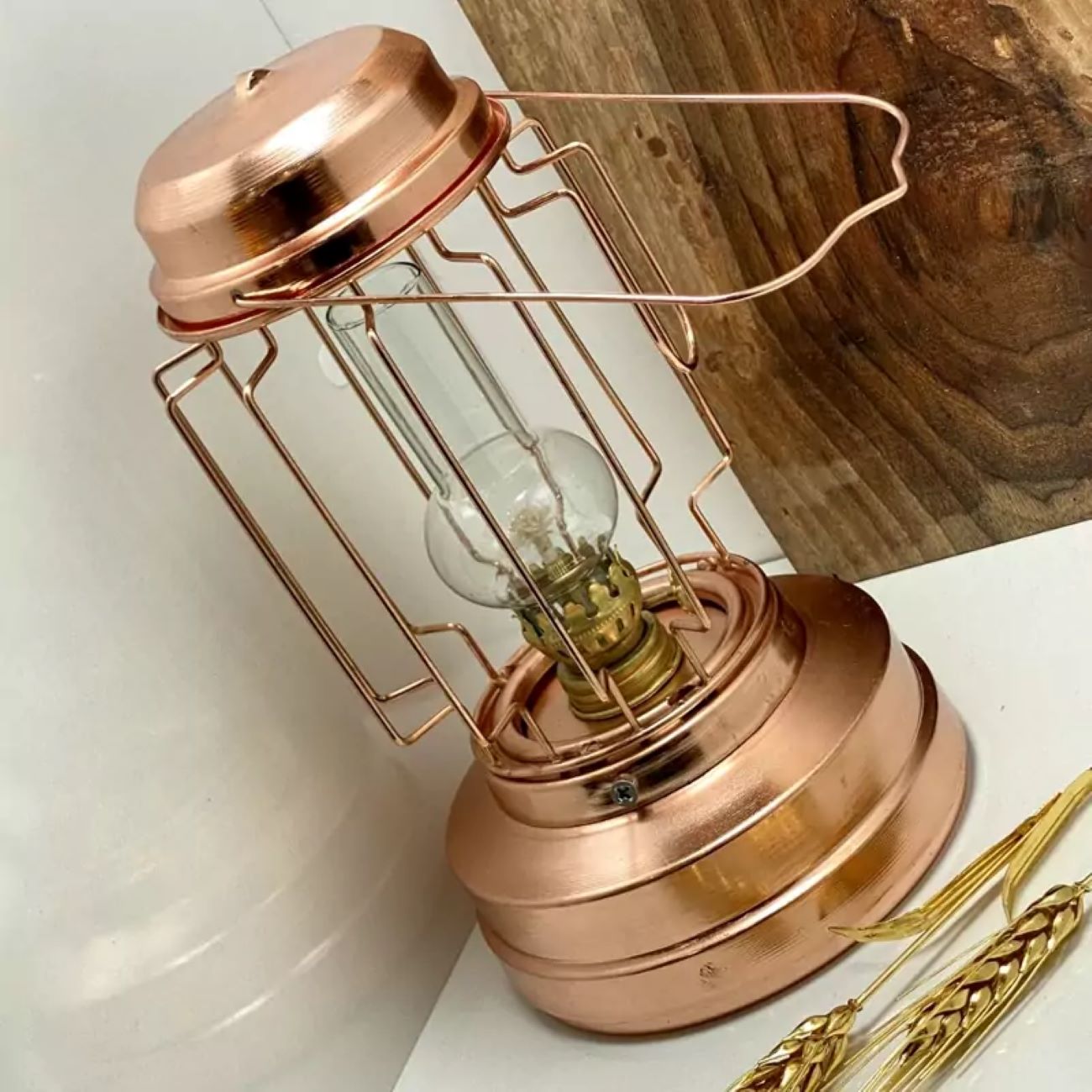 Copper Oil Lamp, Handcrafted Persian Traditional Design with Intricate Detailing