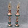 Copper Oil Lamp, Vintage Persian Style with Elegant Handcrafted Turquoise Inlaid
