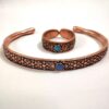 Copper Bracelet and Ring Set with Gemstone - Elegant Traditional Design