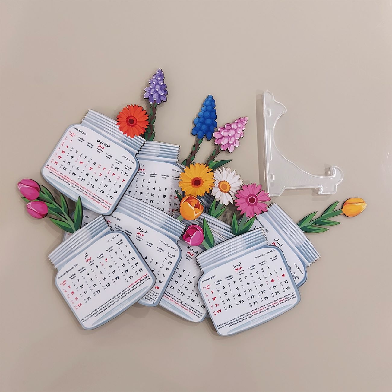 Desk Calendar for the Year 1404 with Stand – Flower Design
