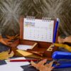 Desk Calendar for the Year 1404 with Wooden Organizer