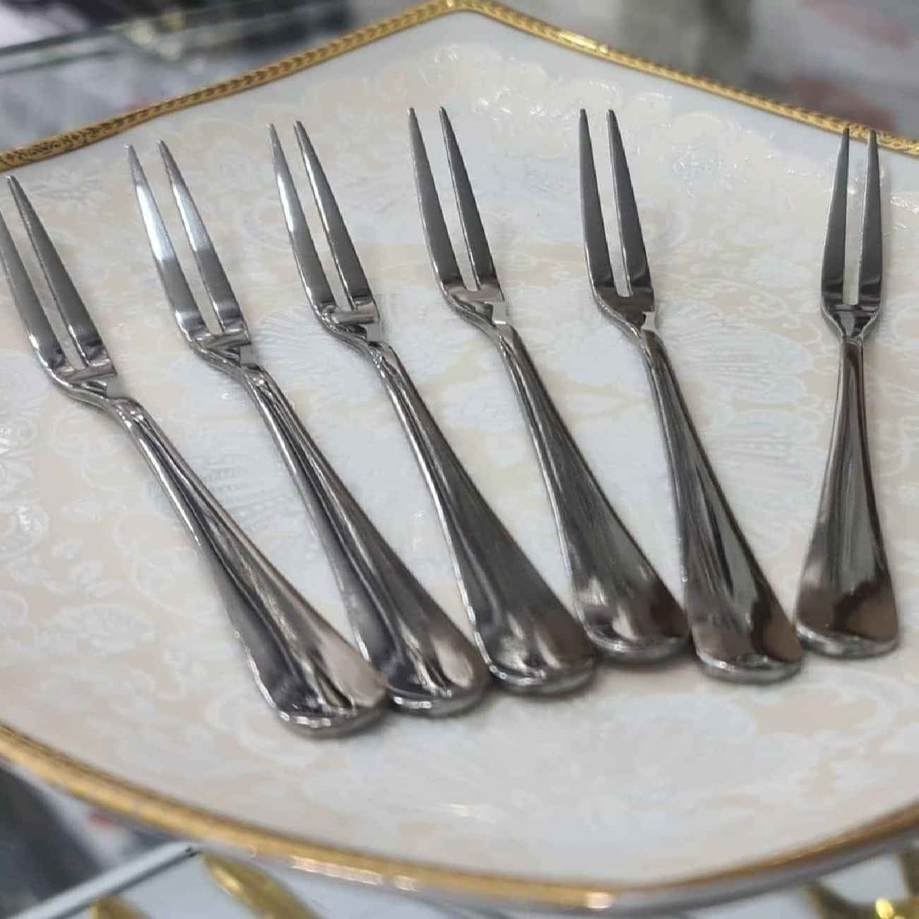 Elegant Stainless Steel Dessert Forks with Polished Finish Set of 6