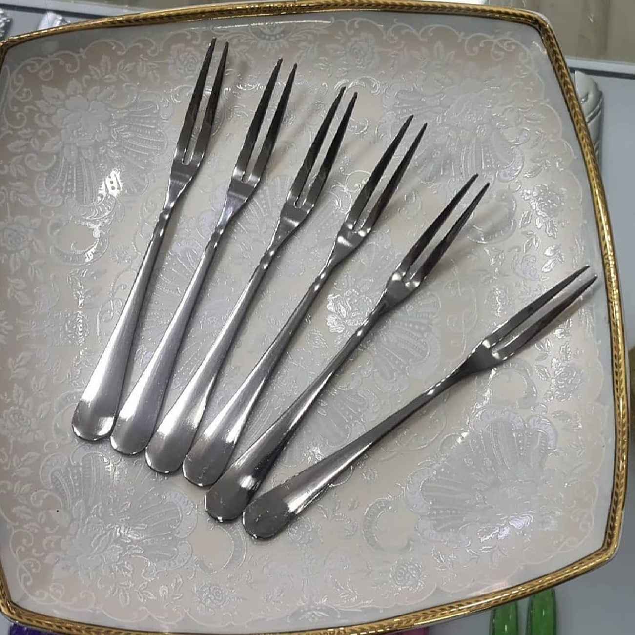 Elegant Stainless Steel Dessert Forks with Polished Finish Set of 6