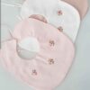 Baby Bib Embroidered Rose Set with Knot Closure