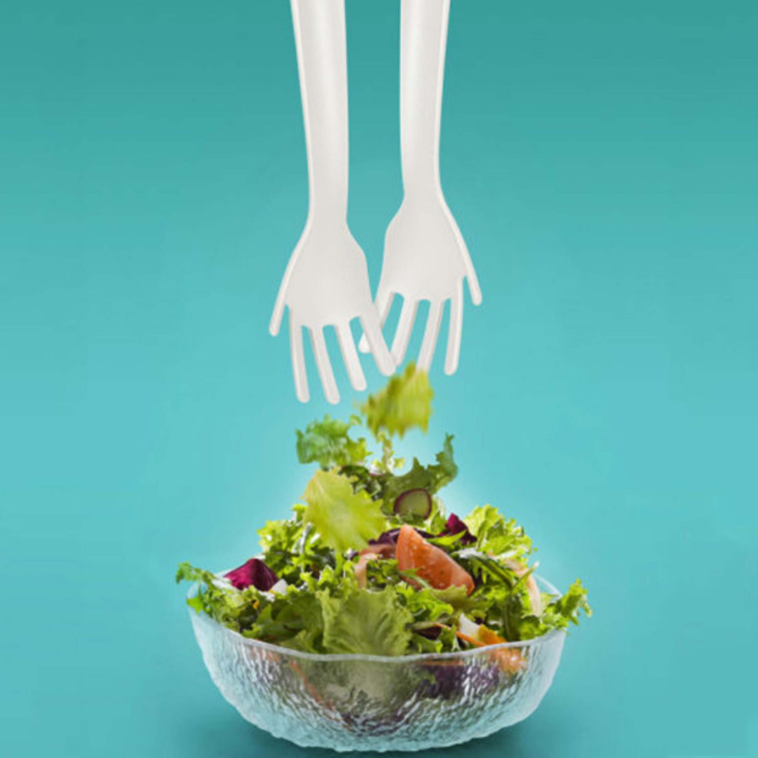 Ergonomic Hand-Shaped Salad Servers for Comfortable and Efficient Use