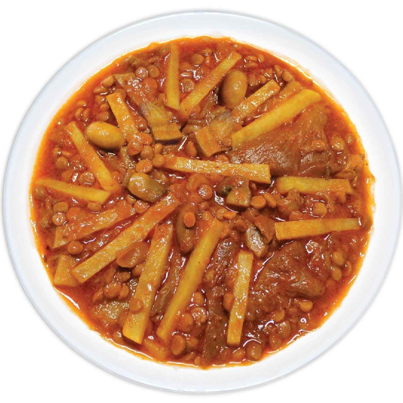 Gheyme bademjan Canned- eggplant, Yellow Split Pea, Mushroom, Fries 475gr (x8)