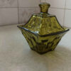 Glass Sugar Bowl with Lid Olive Color