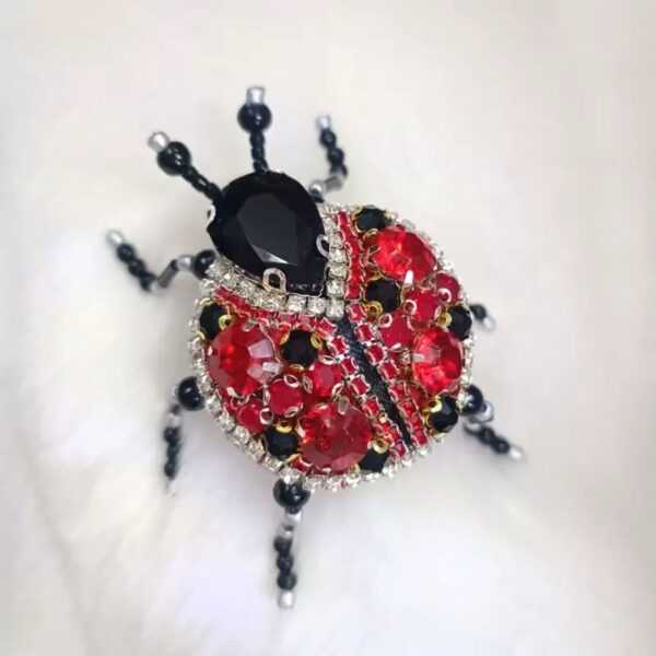 Hand Embroidered Brooch – Jewel Ladybug