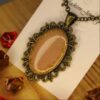 Handcrafted Bronze Necklace with Resin Stone Pendant