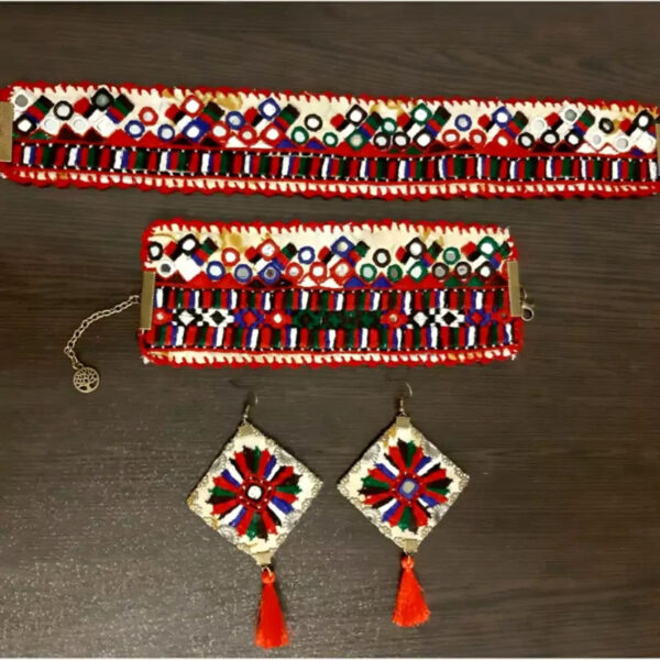 Handcrafted Embroidered & Mirrorwork Jewelry Set