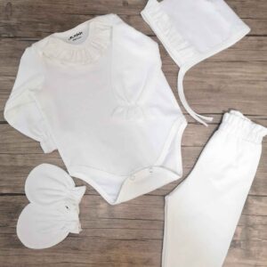 Long Sleeve Outfit Set White 4-Piece Baby