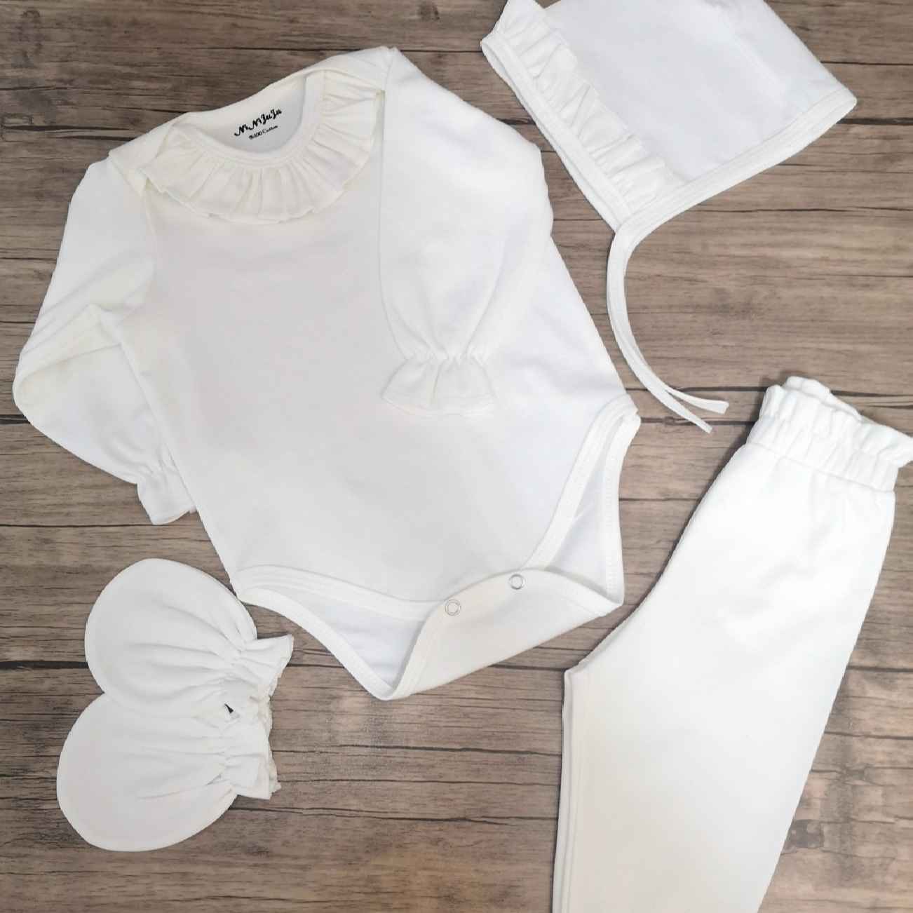 Long Sleeve Outfit Set White 4-Piece Baby