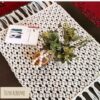 Macrame Table Runner Diamond Delight Handwoven Cotton
